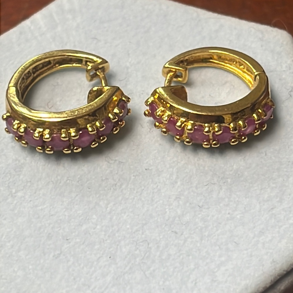 sterling-silver-vermeil-ruby-hoop signed